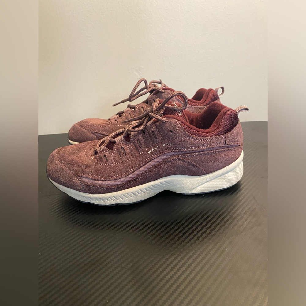 Easy Spirit Maroon Suede Lace-Up Sneakers